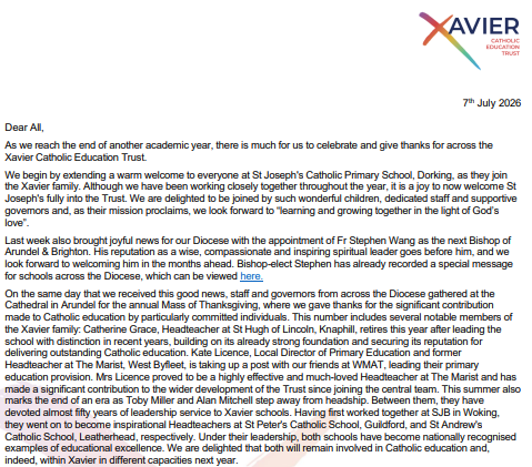 Xavier Newsletter July26